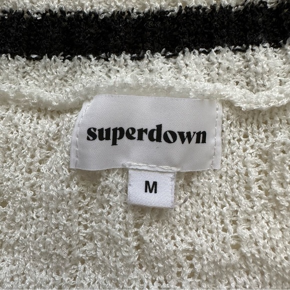 Superdown x Revolve Sweater Long Sleeve V Neck Knit White Black M - Picture 7 of 12